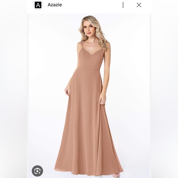 Azazie Bridesmaid Dress Champagne Rose Everlee - Picture 1 of 7